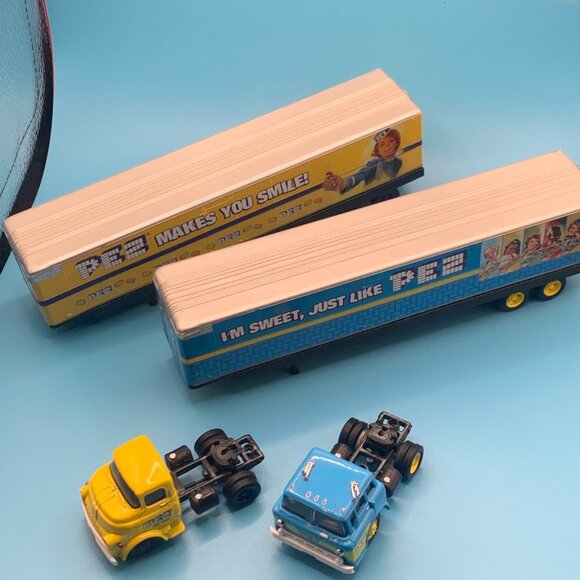 2ct M2 PEZ Yellow and Blue Semi Trailer Vehicles WOB - Picture 2 of 5